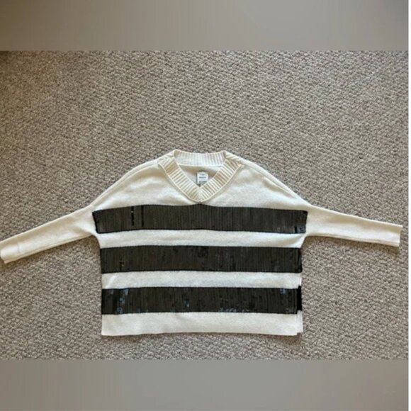 Anthropologie Maeve Cashmere Sequin v neck Sweater size XS P - Picture 7 of 11